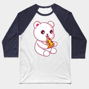 Cute polar bear eating pizza Baseball T-Shirt